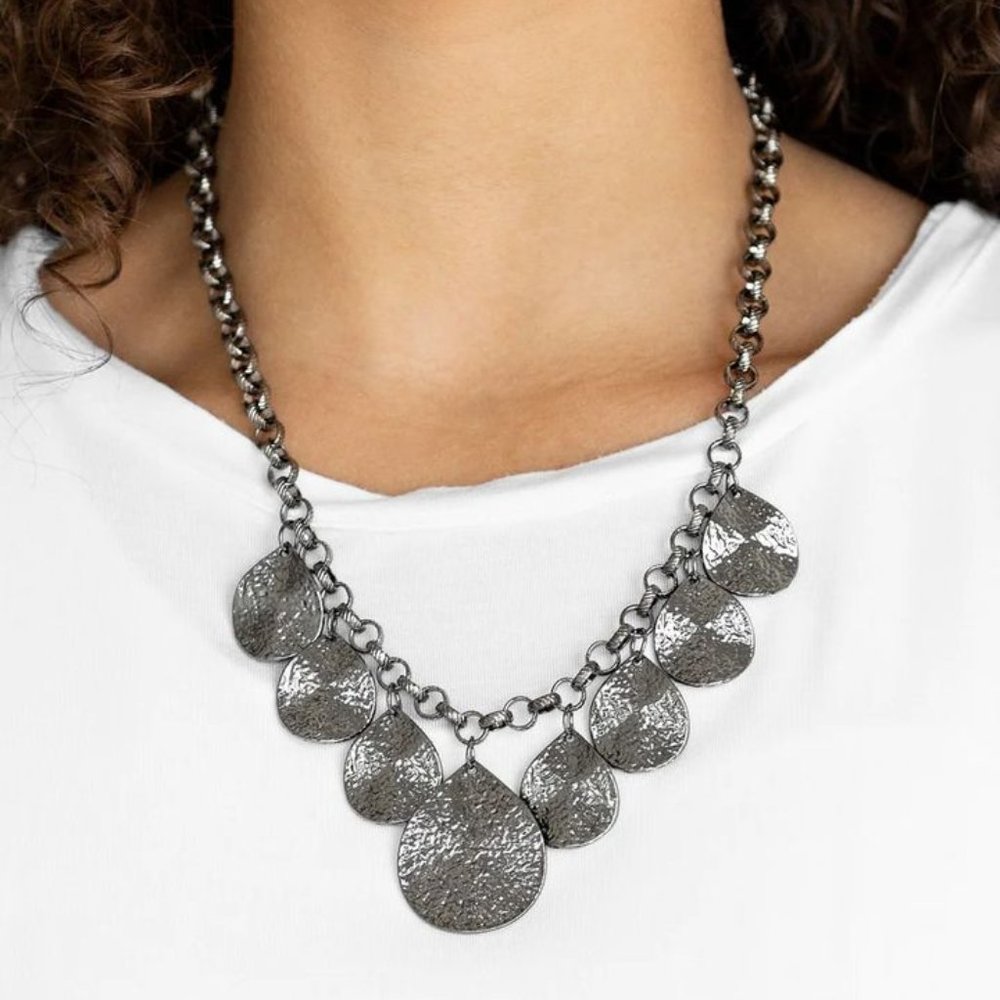 Necklace, Gunmetal, Textured
